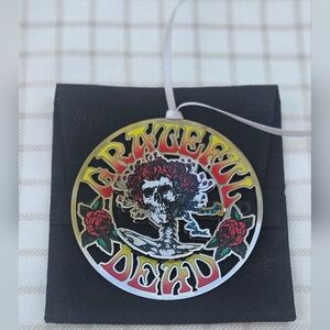 Grateful Dead Enamel Skull & Roses Ornament - Red, Yellow, Black